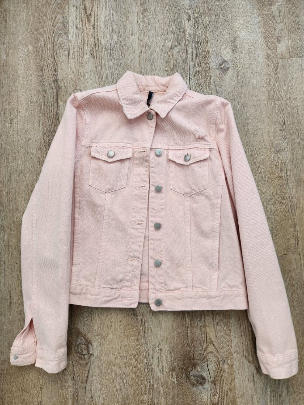 Nobody Denim Pink Distressed Denim Jacket